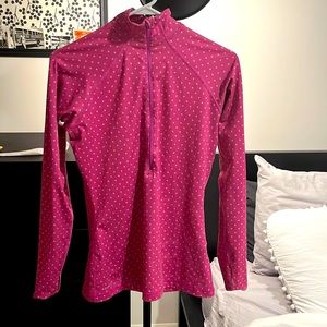 Nike pink polkadot Pro Hyperwarm Fleece lined half zip